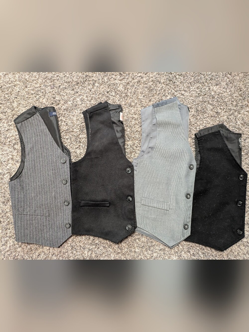 Kids Formal Vests (4) - Black & Gray Assorted Colors